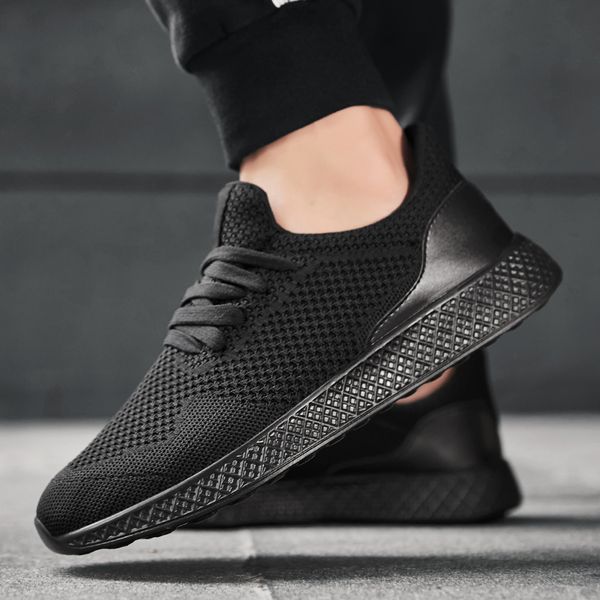 

anti-slip running men shoes outdoor lightweight sport trainers men breathable gym athletic sneakers walking shoes size 39-48, Black