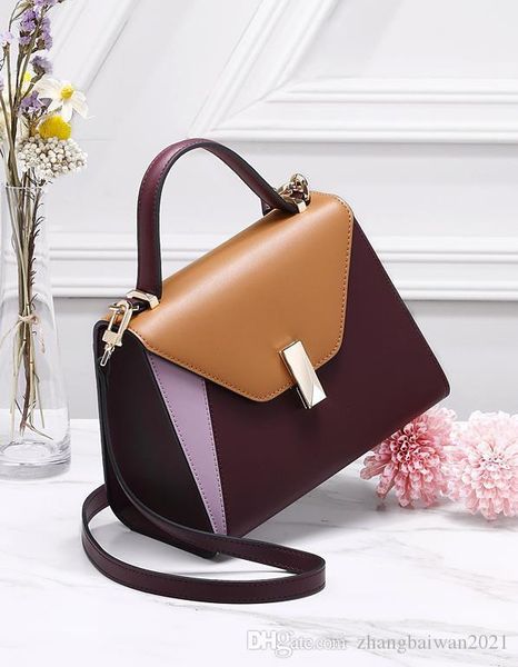 

текстура пакет женский 2019 новая мода дикие портативные кожаные сумки мода атмосфера контраст цвет дамы плечо сумка посыльного