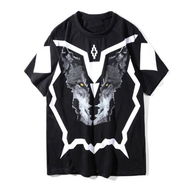

19ss luxury mens конструктора тенниски хлопка пару с коротким рукавом мужская wolf печать повседневный тис черный размер s-2xl, White;black