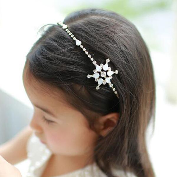 

Pretty Baby Girls White Snowflake Beaded Hair Band Headband Fashion Diamante Accassorize Hair Jewelry Party Flower Girls