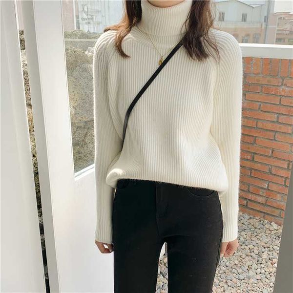 

2020 новой корейской версии рыхлого дна вязать свитер женщин осенью и зимой комплектов верхней одежды, White;black