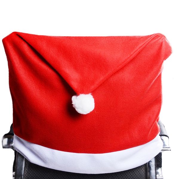 

3 pcs 2017 christmas decorations for home santa clause red hat chair back cover dinner table party decor christmas db001
