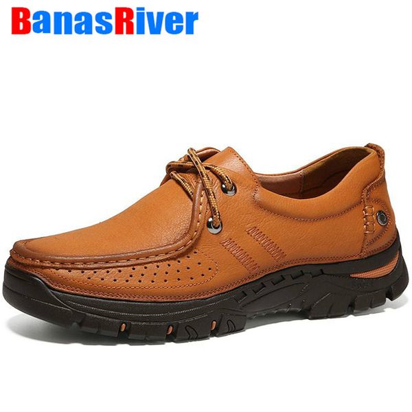

2020 leather men's shoes autumn casual comfortable non-slip track sport outdoor durable sneakers rubber lace-up oxfords footwear, Black