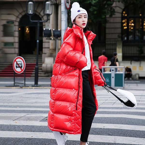 

bright face cotton women coat long winter down jacket women plus size thicken harajuku bread parka warm jacket loose overcoat 30, Black