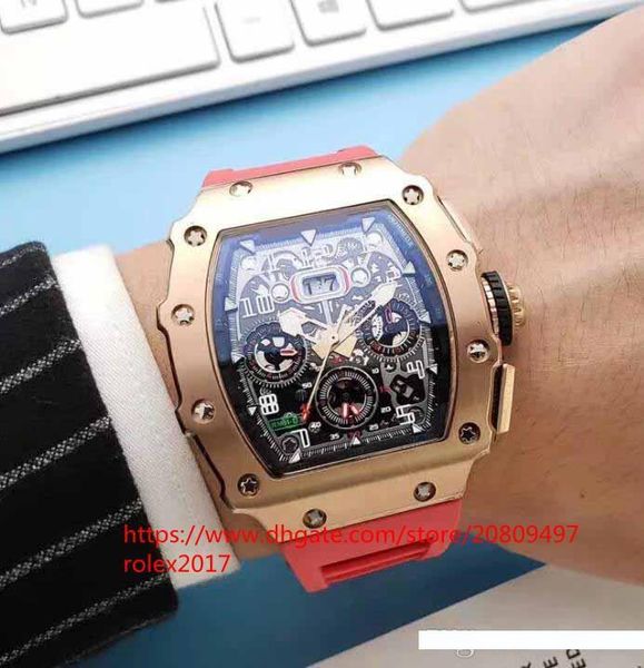 

mens model movement watch 50x40mm hollow multi-function watch offensive game automatic mens asia 2813 watch watches rm11-03 wristwatches, Slivery;brown