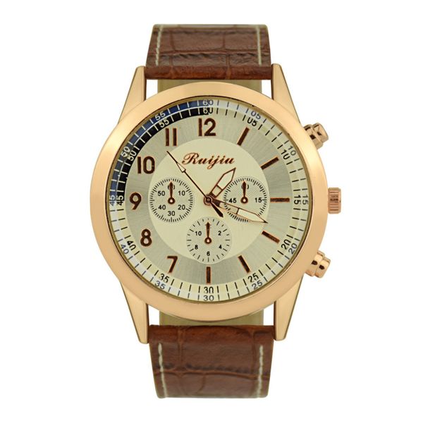 

fashion leather watch men's casual quartz wristwatches clock new 220, Slivery;brown