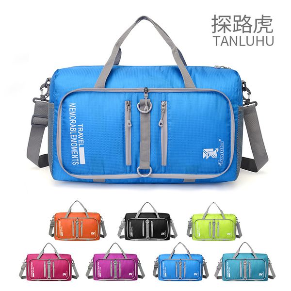 

20l waterproof nylon sport bags outdoor gym bag folding travel bags mesh fabric lightweight barrel shoulder women sports handbag