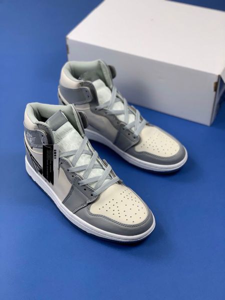 

stock x designer men womens high 1 og x 10dior grey sail white basketball shoes white gray outdoor athletic sports shoes trainers size 36-45