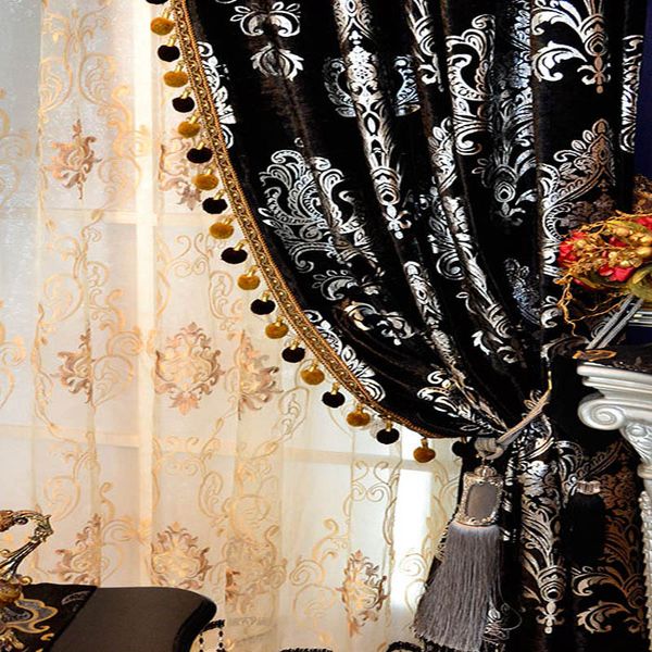 2019 Black Color Curtains Christmas Gray Floral Velvet Drapes Door Curtain Garland Blinds Living Room Black Drapes Bedroom Curtains From Homegarden