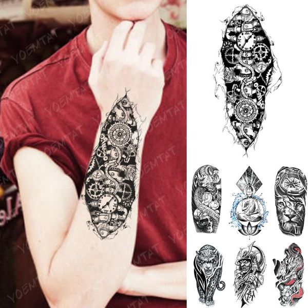 

waterproof temporary tattoo sticker mechanical robot gear flash tattoos 3d bionic electricity body art arm fake tatoo women men