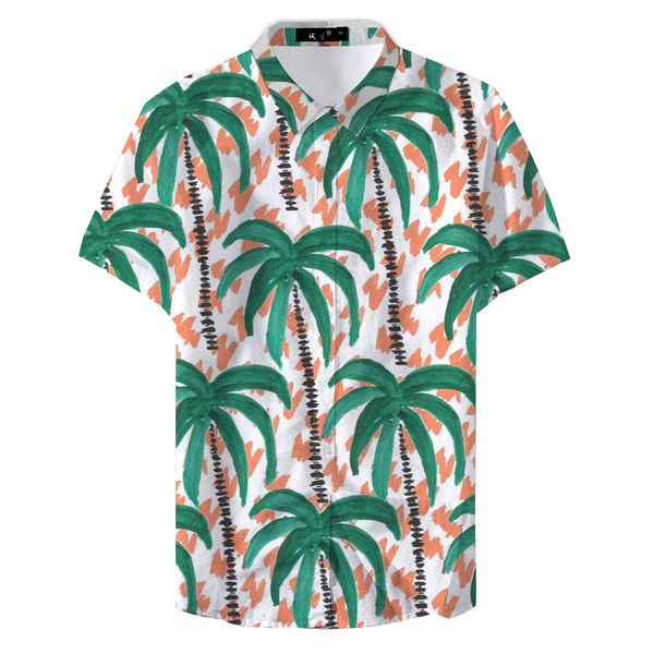 

2019 new summer tourism colored palm tree printed man casual shirt, White;black
