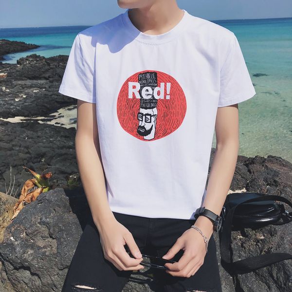 

2019 new casual cotton t shirt men tshirt fashion t-shirt short sleeved cartoon printed loose tees 4xl 5xl, White;black