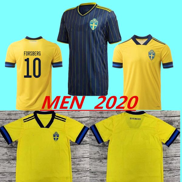 

20 21 sweden home soccer jerseys 2020 away berg ibrahimovic larsson forsberg soccer shirt #12 johnsson #11 guidetti football uniform, Black;yellow