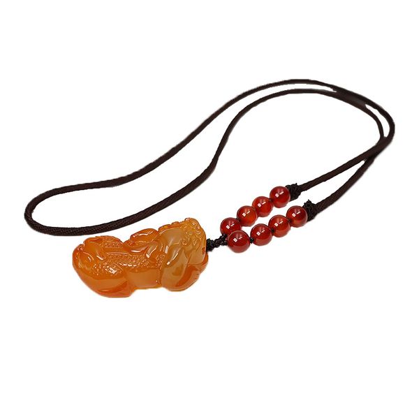 

women necklace pendant orange agate chalacedony pixiu pendant gift for women's jade jewelry, Silver