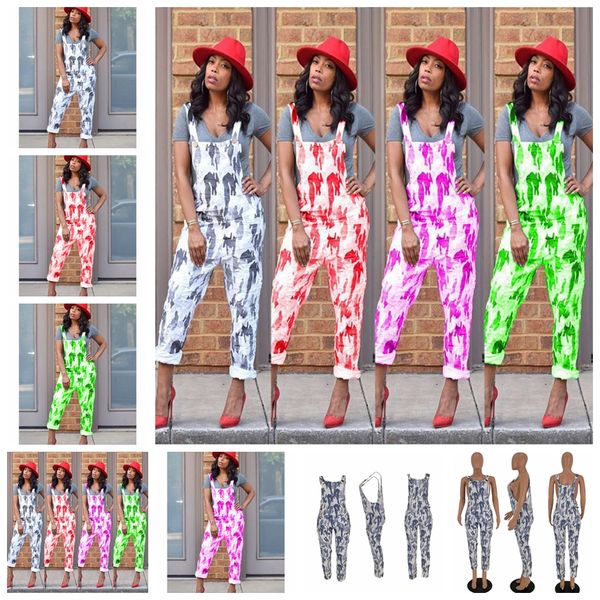 

spot 2019 european spring and summer sling backless sleeveless casual street printing straps jumpsuit, support mixed batch, Black;white