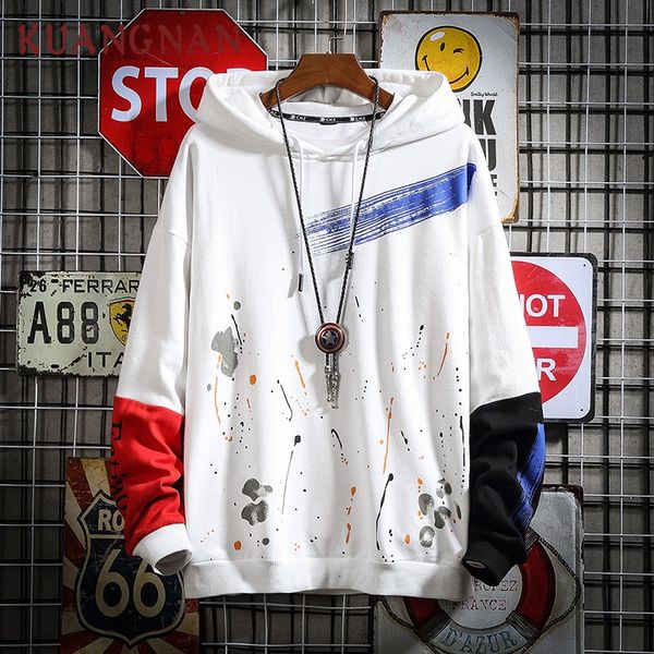 

kuangnan harajuku mens hoodies white hoodie men japanese streetwear men black hoodie hip hop hat sweatshirt 5xl 2019 summer new