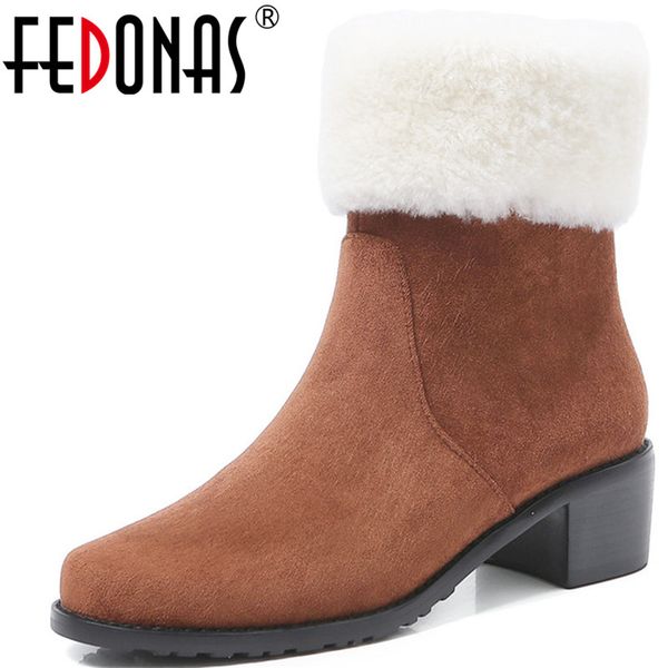 

fedonas ankle boots women autumn winter warm back zipper short boots women party basic shoes woman concise round toe, Black