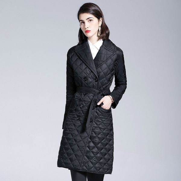 

women cotton padding coat long slim coat fashion long jacket parka jacket womens warm coat size s-2xl, Black