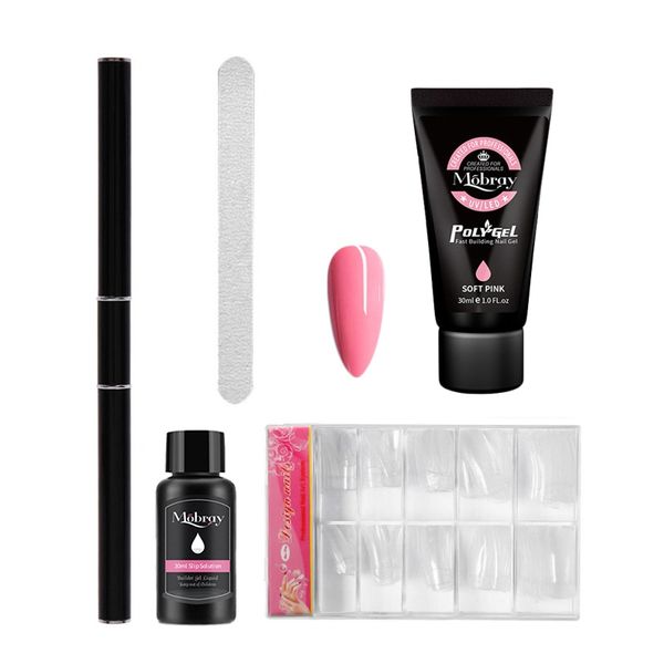 

no paper tray quick extension glue nail crystal extension glue model painless uv ptherapy 5 piece set, Red;pink