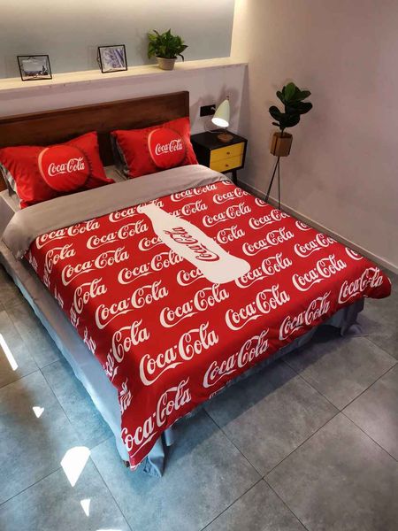 Red Coca Cola Bedding Cotton Duvet Cover Full Queen Bed Sheet Home