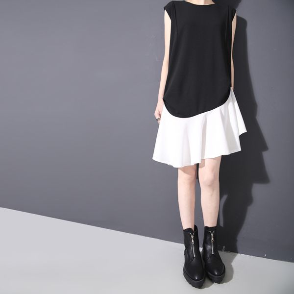 

2019 платье женское летняя одежда черно-белый орфографический цвет ins платье женское 206, White;black