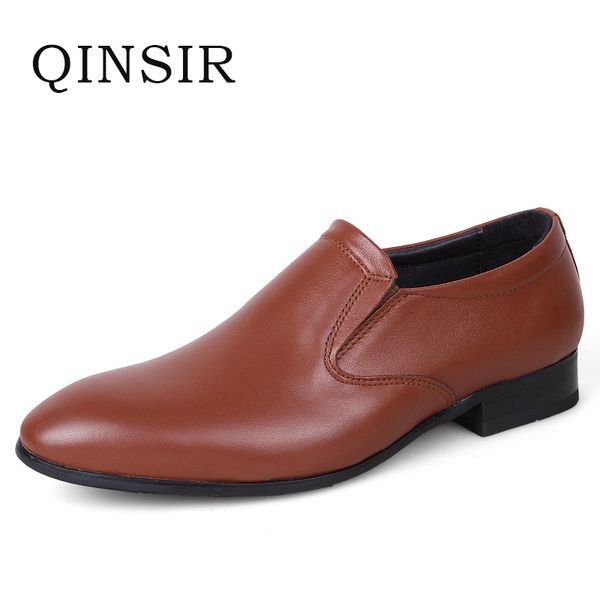 

mens casual leather shoes spring autumn men fashion slip-on genuine leather shoes man low light flats sapatos hot, Black