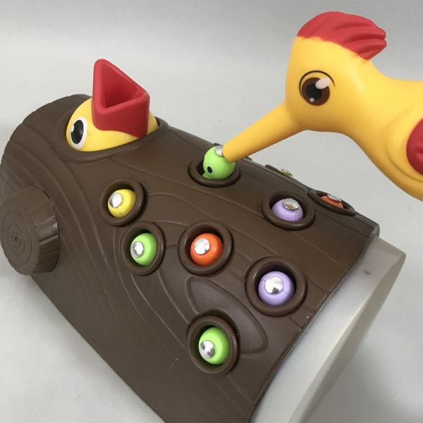 

woodpecker stake pest toy children's preschool toy neutral wood pecker pest catching toy for kids 1set