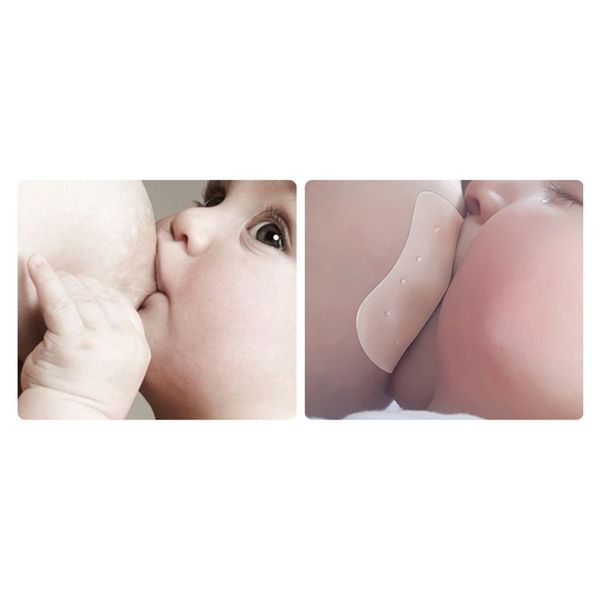 

silicone contact nipple shield with carrying case for breastfeeding massage granules mothers triangle petal design, White