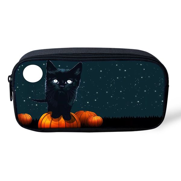 

haoyun kids pencil case black cats prints pattern students stationery box fantasy animal pen bags girls beauticians
