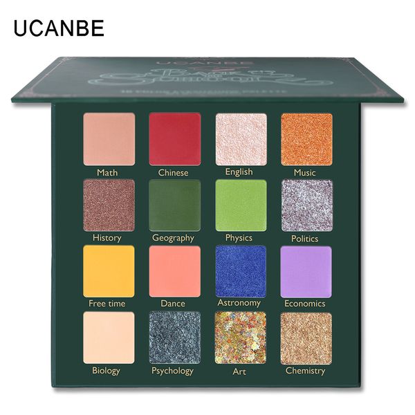 

ucanbe cosmetics back to school 16 color eyeshadow palette glitter matte pressed eye shadow makeup pallete shimmering pearl