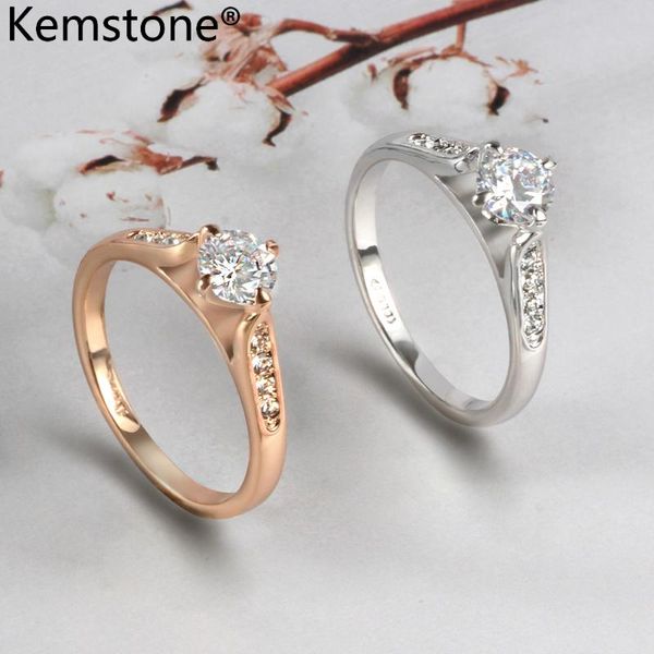 

kemstone exquisite copper alloy rose gold/sliver color cubic zirconia women ring fashion jewelry present, Silver