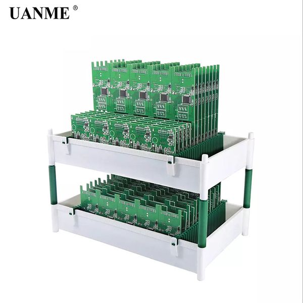 

uanme dismountable plastic mobile tempered glass storage box case rectangle