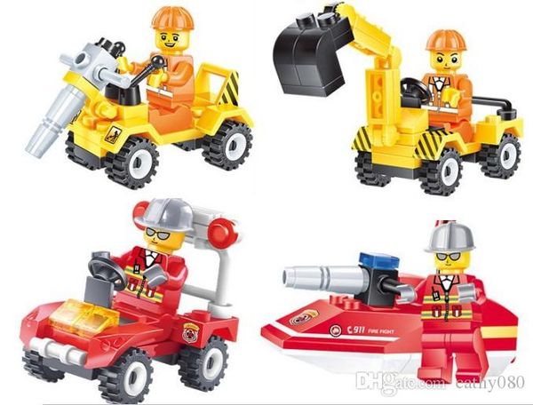 

construction team fire rescue building blocks sets kids toy bricks gifts