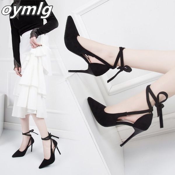 

2020 concise elegant thin heels single shoes wild high heels large small size women's shoes party dress pumps, Black
