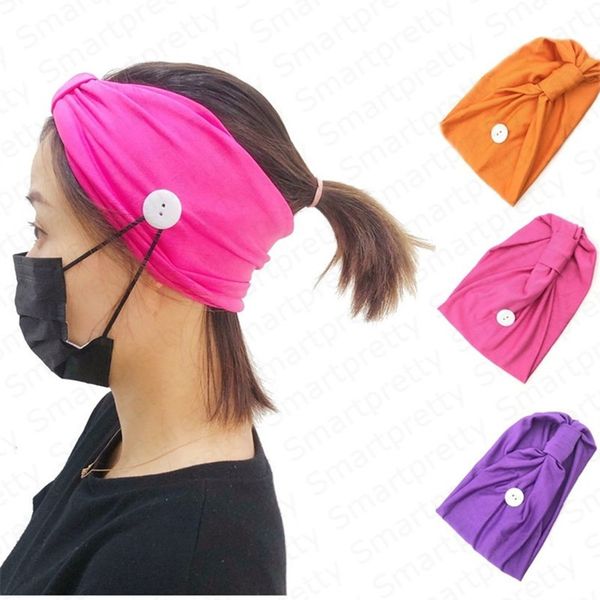 

trendy women girls headband for mask solid color sport gym knit hood hair band with button ear-muffs wearable yoga absorbing hairlace e4911, Slivery;white