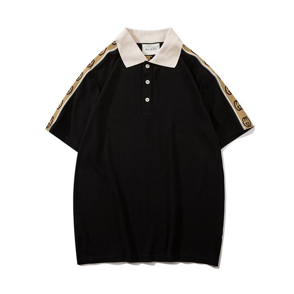 

горячая продажа мужчины лето конструктора рубашки поло с коротким рукавом slim fit polos мода streetwear топы мужские рубашки спорта поло вс, White;black