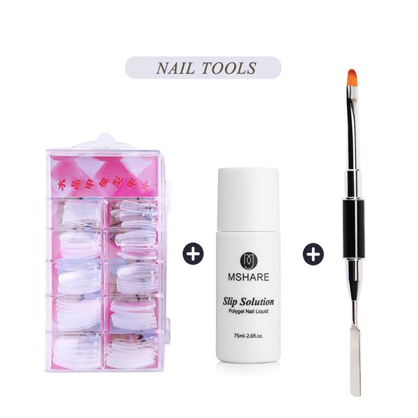 

mshare poly gel tools set false nail tips model form acrylic polygel kit quick builder brush slip solution nails tips extension