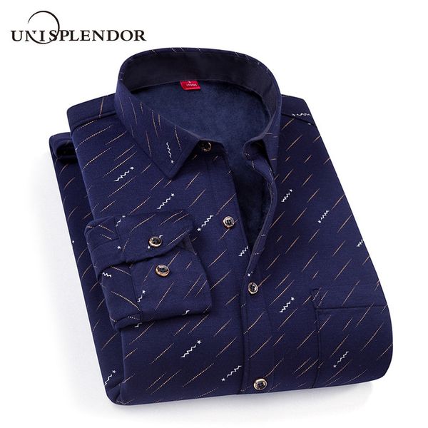 

winter thicken men's shirts printed/dot casual men shirt warm soft business man shirt slim fit streetwear homme thick yn10542, White;black