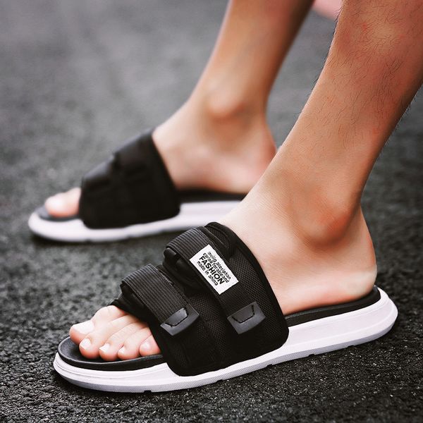 

men sandals slipper casual soft sole beach shoes non-slip slides outdoor men summer sandals slides for 6j60, Black