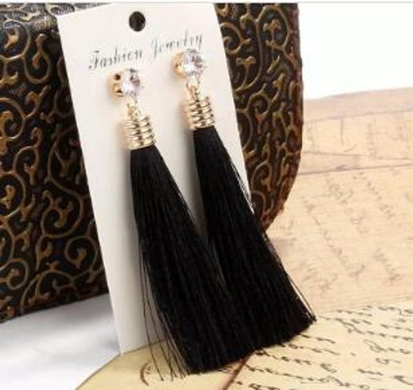 Mode Böhmen Lange Quaste Ohrringe Glänzenden Strass Fringe Ohr Tropfen Vintage Ethnische Ohrringe 10 Farben Frauen Schmuck