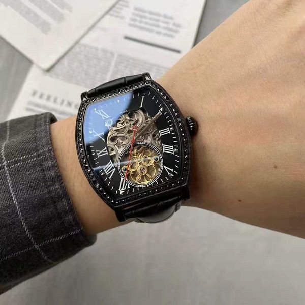 

2020 роскошных мужские часы диаметр 44мм полностью автоматическая минеральное механическое движение износостойких зеркало кожаный ремешок 31, Slivery;brown