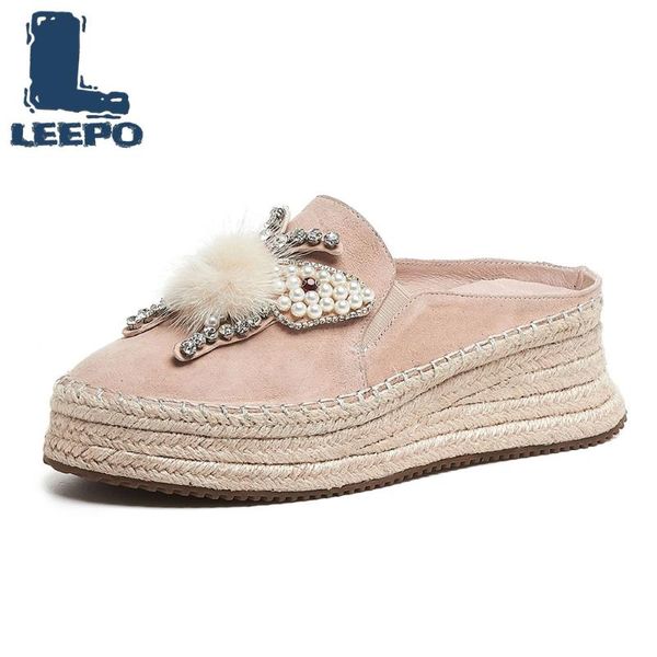 

dress shoes genuine leather mules women summer outside wedges slippers woman pink sandals ladies high heels pumps, Black