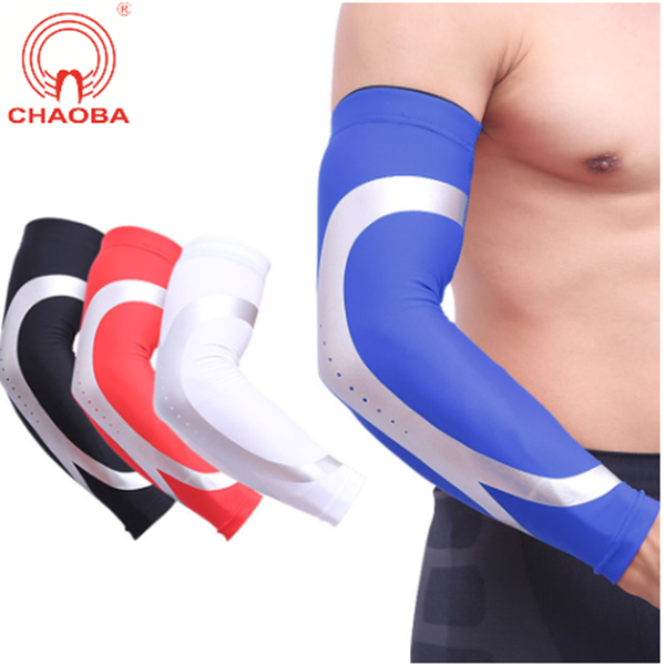 

chaoba 1pcs sports long arm sleeve warmers basketball shooting elbow pads protector stretch padded support guard pad, Black;gray