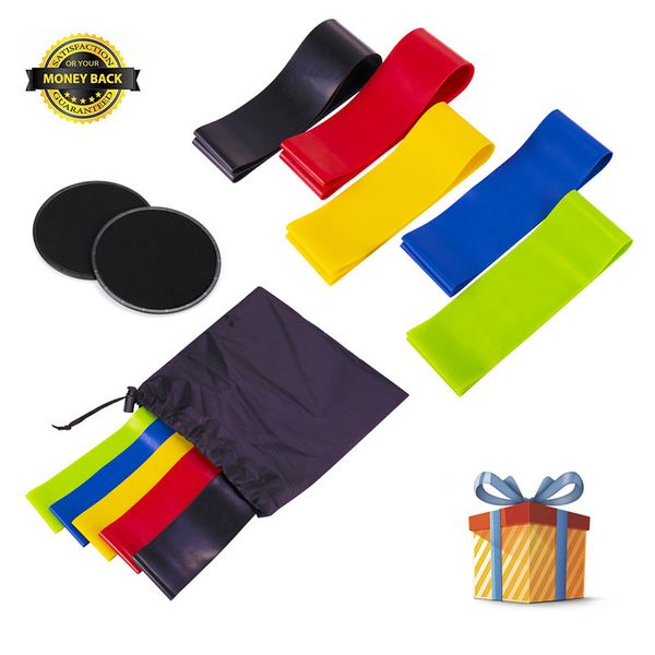 

2 packs rally with sliding plate + resistance band fitness suite gliding disc rapid physical coordination slide plate color mixing