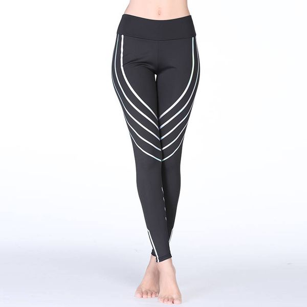 

2020 high waist luminous strip leggings push up leggins sport women fitness running yoga pants girl gym training pants, White;red