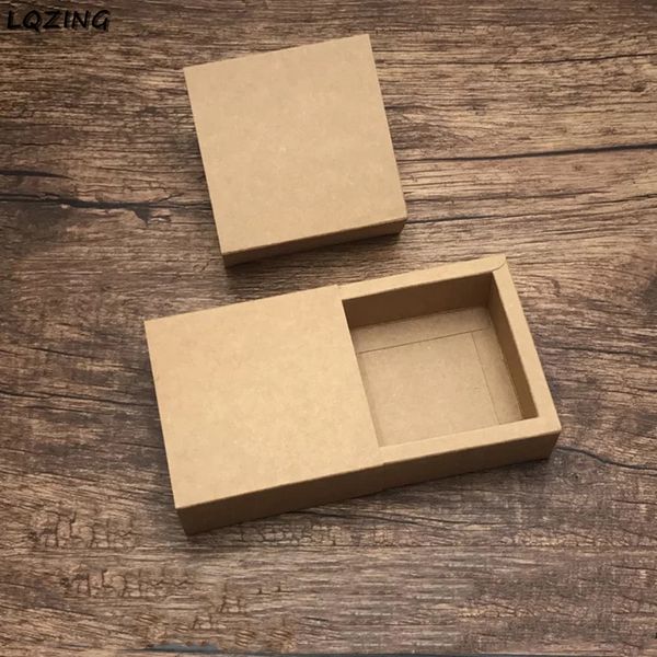 

kraft paper drawer gift boxes foldable handmade soap cardboard paper box for jewelry cosmetics jars packing carton sliding cover