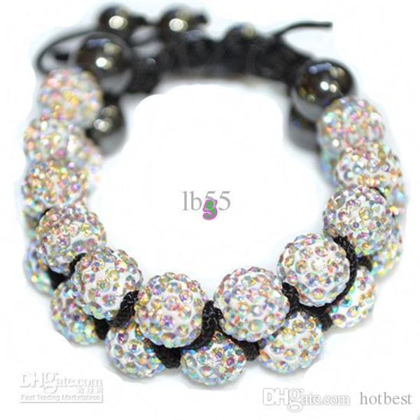 

10mm crystal ab rhinestone crystal crystal ball bead bracelet.disco wholesale . h35235, Black