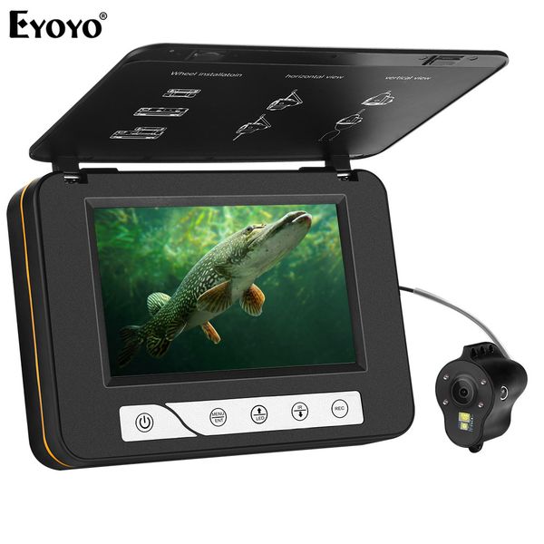 

eyoyo ef15r original 15m 1000tvl underwater ice fishing camera 5" lcd monitor 4pcs infrared+2pcs white leds fishfinder camera