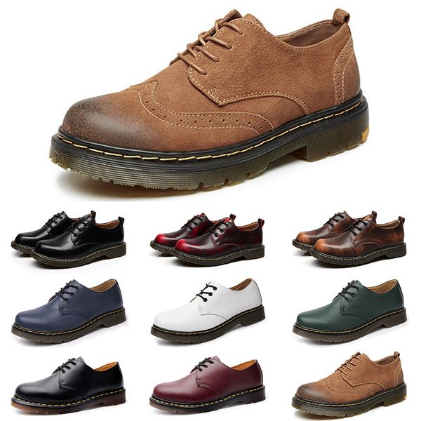 

2020 new designer casual shoes men leather black white blue business fashion platform flat party mens trainers sneaker size 38-45 color16