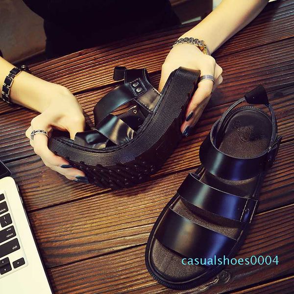 

35~45 genuine leather cowhide women beach shoes summer outdoor sandals men sport zapatos mujer shoes sneakers sandalias c04, Black
